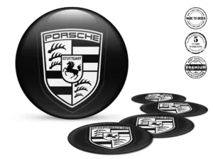 Porsche Wheel Sticker Style Luxury Domed Logos